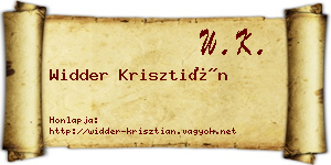 Widder Krisztián névjegykártya